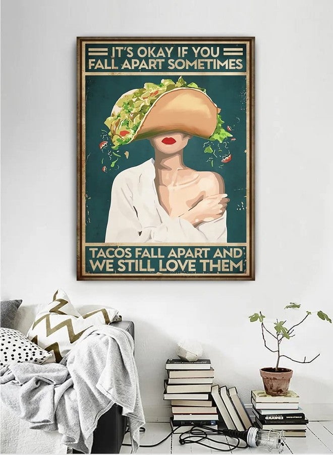 Cusde Sign It's Okay If You Fall Apart Metal Tin Sign Mental Health Wall Art Mexican Dish Vintage Gifts Funny Retro Home Decorations for Home Cafe Coffee Bar 8x12 Inch - Image 3